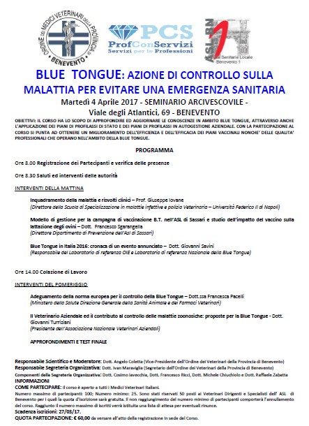 CORSO ECM BLUE TONGUE 4 APRILE 2017